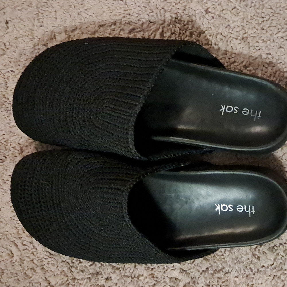 The Sak Black Woven Slide Sandals